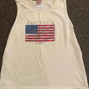 Sonoma Life Style Glittered “America” Tank Top, Size L